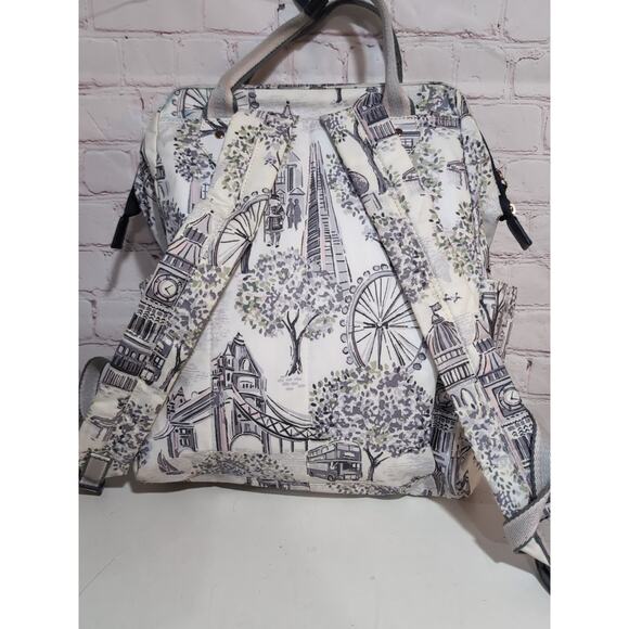Cath Kidston London Landmark PVC Cotton Backpack Tote Bag Big Ben Print Travel - Picture 6 of 16